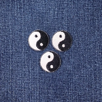 3-Pack Yin Yang Applique Patch Mini Embroidered Yin-Yang Symbol Badge 1" Iron On - Image 1 of 2