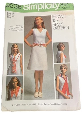 Vintage Simplicity Dress 9236 Sewing Pattern Size 12 Bust 34 - Image 1 of 4