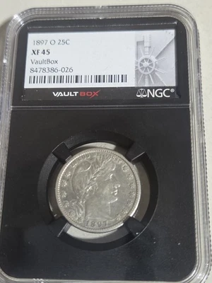 1897-O Barber Silver Quarter XF45 NGC  Rare Key date - Image 1 of 4