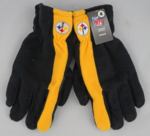 Pittsburgh Steelers NFL Reebok Black/Gold Fleece Winter Gloves - Medium Cover