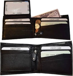 Menge 2 Herren-Geldbörsen aus Leder mit Doppelfaltung 3 Geldscheinfächer 10 Kartenfächer Reißverschluss Münzetui - Bild 1 von 12