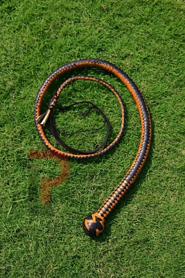 Látigo de cuerda de látigo de serpiente de cuero genuino de canguro 04 pies 12 trenzas Foto 1 de 4