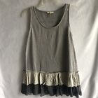 Easel Women's Gray Ruffled Striped Tank Top Size Small S