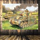 Affiche de char de tigre allemand Seconde Guerre mondiale tableau mural art militaire bannière drapeau décoration intérieure B3