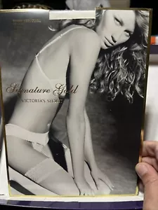 Victoria’s Secret Signature Gold Sheer Seduction Stocking White Pantyhose Size B - Picture 1 of 5