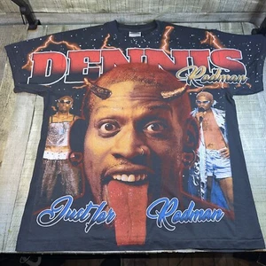 Dennis Rodman All Over Print Tultex Extra Grande Negro AOP - Imagen 1 de 5