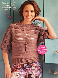 Knitting Pattern**Ladies T-shirt Top**Inc Larger Sizes**Lacy**Bust 32" to 50" - Picture 1 of 3