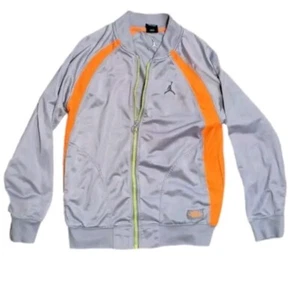 Air Jordan Youth Grey Neon Orange Zipper Youth Jacket - Sz. 12-13 Years - Picture 1 of 10