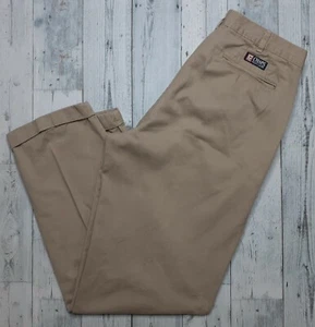 Pantaloni vintage Chaps Ralph Lauren uomo beige kaki pieghettati davanti con polsini 33x34 - Foto 1 di 6