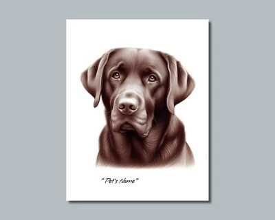 Personalized CHOCOLATE Lab LABRADOR Pet Photo DOG NAME Picture 8x10 11x14 (P3) - Image 1 of 4