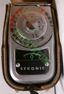 Medidor de exposición vintage Sekonic con estuche de cuero - Imagen 1 de 2