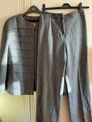 Conjunto Chaqueta y Pantalón Valentino Boutique Vintage Años 80 Gris Lana Tweed Talla 4 Foto 1 de 4