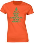 All I Want For Xmas Is Name?? Personalised Christmas Funny Womens T-Shirt 8 Colo
