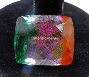 88 CT IGL Certified Bi Color Rutilated Quartz Cushion Cut Loose Gemstone 4OUF - Picture 1 of 8