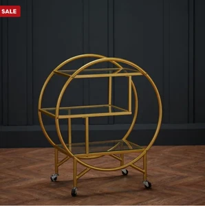 LPD Dixie Gold Getränkewagen - Stilvoller Barwagen aus Metall & Glas mit 2 Ablagen - Bild 1 von 2