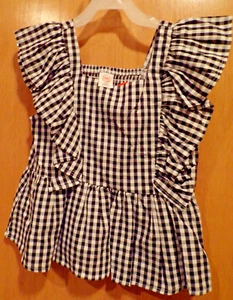 Black & White Gingham Ruffle Sleeve Top~Girls SIZES~New W/Tags - Picture 1 of 1
