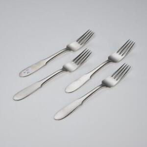 Georg Jensen Danish Mitra Stainless Steel Flatware Salad Forks 4 pc 6.75" A