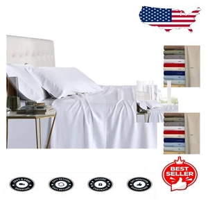 Super Soft Bamboo Viscose Cooling Sheets Set - Full Size - White Elegance - Picture 1 of 9