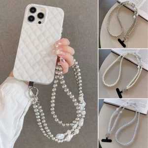 120cm Pearl Crossbody Phone Chain With Card Anti Loss Hanging Rope Bag - Photo 1 sur 11