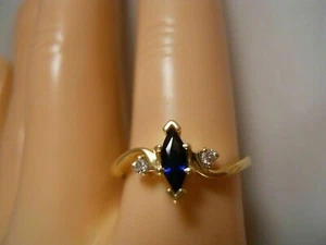 2.00Ct Marquise Cut Simulated Blue Sapphire Wedding Ring 14k Yellow Gold Plated - Picture 1 of 4