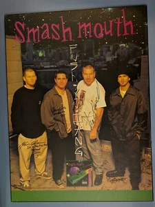 Signed Smash Mouth Fush Yu Mang Poster All 4 Members Wooden Poster Board - Picture 1 of 3