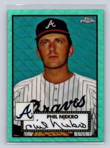 2021 Topps Chrome Platinum Anniversary  #539 Phil Niekro Aqua Wave Refractor B49