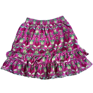 Hanna Andersson Girls size 8/130 Mod Pink Green Floral Corduroy Ruffled Skirt - Picture 1 of 6
