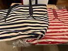 Massi Women?S Blue Striped And Red Striped Tote Bag - Lot Of Two - New