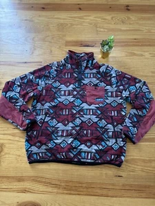 Kavu Tennaway 1/4 Snap Pullover Jacket Men’s XXL Red Fleece Sweater Aztec - Picture 1 of 8