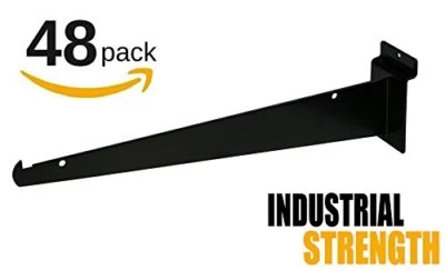 ONLYHANGERS New 12" Slatwall Shelf Brackets With Lip - Black 48 pieces