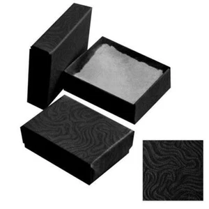 100 Swirl Black Cotton Filled Boxes Jewelry Gift Box 2-1/8" x 1-5/8" x 3/4" - Picture 1 of 3