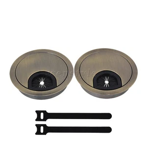 2 x Desk Grommets Zinc Alloy for School Office Home Computer Desk - Photo 1/11
