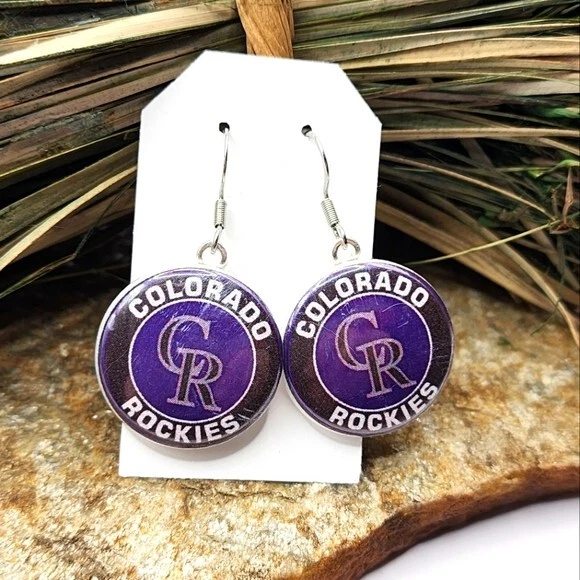 Brincos Colorado Rockies logotipo pro beisebol lembrança dia de jogo acessórios pendurados - Imagem 1 de 1
