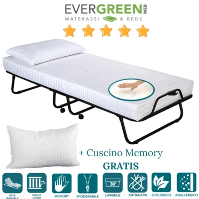 Somier Plegable ortop?dico Hierro y l?minas de Madera, con colch?n y Almohada - Imagen 1 de 4