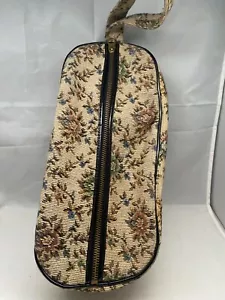 Borsa doppia da viaggio trucco toilette vintage arazzo floreale - Foto 1 di 5