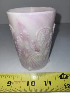 Dugan Inverted Fan And Feather Pink Glass Tumbler Vintage - Picture 1 of 8