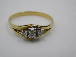 RING MIT 3 DIAMANTEN GOLD 585 - ER -14 KARAT - Imagen 1 de 2