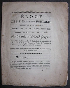 Éloge de S. E. Monseigneur Portalis, ministre des cultes, Grand-Aigle. Aix 1807 - Picture 1 of 2