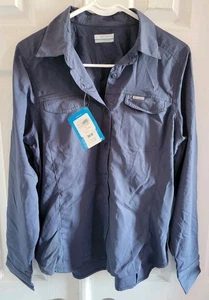 Columbia Women's Size M Silver Ridge Lite Vented Long Sleeve Shirt Navy Blue - Picture 1 of 12