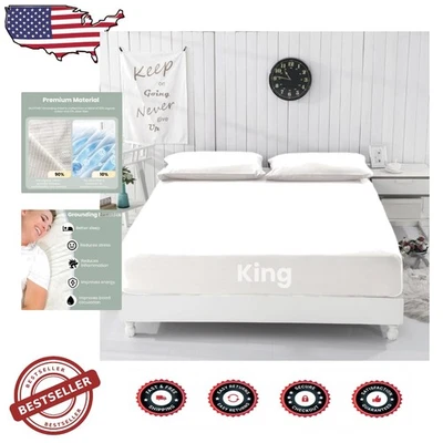 特大号接地床套:90%有机棉,10%银色纤维深度睡眠 — 第 1/4 张图片