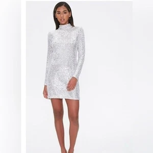 Women Sequin Bodycon Party, cocktail, Mini Dress grey/ silver size S - Picture 1 of 12