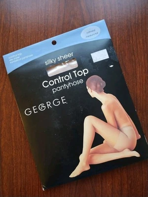 George Control Top Pantyhose Oatmeal Medium Tall Silky Sheer Tights Dress - Image 1 of 4
