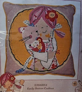Kit de cojín de tapiz de punta de aguja Emily Button con alfombrilla de rectores de algodón suave ancla - Imagen 1 de 5
