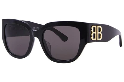 Gafas de sol Balenciaga BB0323SK 002 para mujer negras/doradas/grises forma rectangular 55 mm Foto 1 de 4