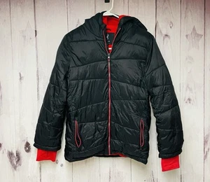 Spyder Black Red Full Zip Hooded Puffer Ski Snow Jacket Boys Size Large 14-16 - Picture 1 of 3