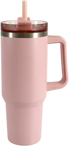 Vaso de acero inoxidable de 40 OZ con pajita y mango - Imagen 1 de 10
