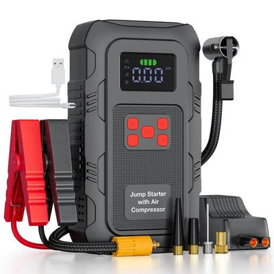 Car Jump Starter with Air compressor 6000A Car Battery Booster Jumper Starter - Image 1 of 4
