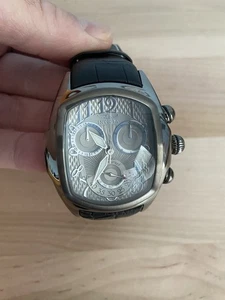 Invicta Herren Lupah Chronograph graues Zifferblatt schwarzes Leder Uhr 13006 braucht Batt - Bild 1 von 5