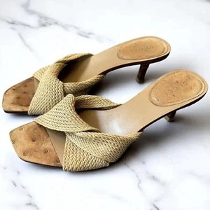 Gucci Ostrich Cross Sandalen Damenschuhe Größe 34/US-Größe 5 beige - Bild 1 von 10