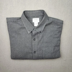 LL Bean Shirt Mens Large Tall LT Black Houndstooth Flannel Wicked Good 508222 - Picture 1 of 11